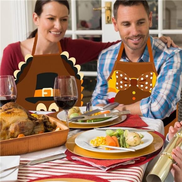 Happy Thanksgiving‎ Aprons with Pockets, Waterproof Fall Kids' Turkey Aprons for - Picture 5 of 8